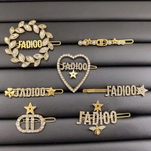 Women Crystal Rhinestone Hairclip Love Side Clip Hairgrip Alloy Diamond Letter Barrette Headdress Hair Accessories Tools