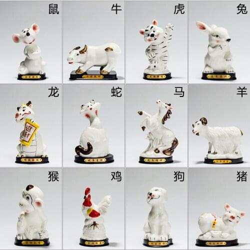 Zodiac animal is decorated with ceramic rat ox and tiger Rabbit snake Horses sheep monkey Chicken and dog attract wealth pig