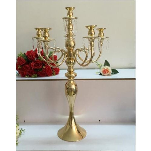 Golden 5 Heads/ 3 Arms Candelabra Candle Holders Table Wedding Centerpieces Party and Event Candlesticks Home Decoration