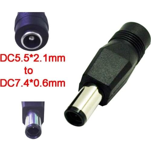 1Pcs Straight New DC7.4*0.6mm Male to DC5.5*2.1mm Female Laptop Power Adapter Connector Notebook Charger Jack