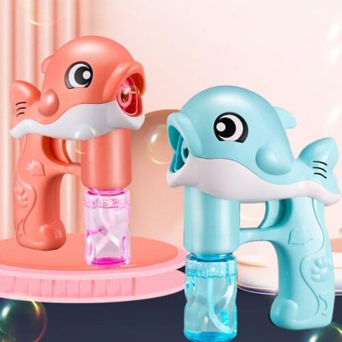1PC Blue/Pink Automatic Dolphin Bubble Maker Bubble Toy with Small Size Blower/Light/Music Swimming Pool Outdoor Toy 69HE