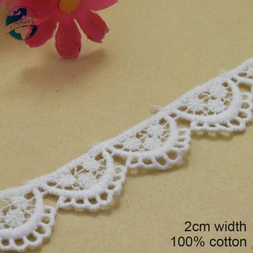 10yards 2cm white 100% cotton embroidery lace french lace ribbon fabric guipure diy trims warp knitting sewing Accessories#3740