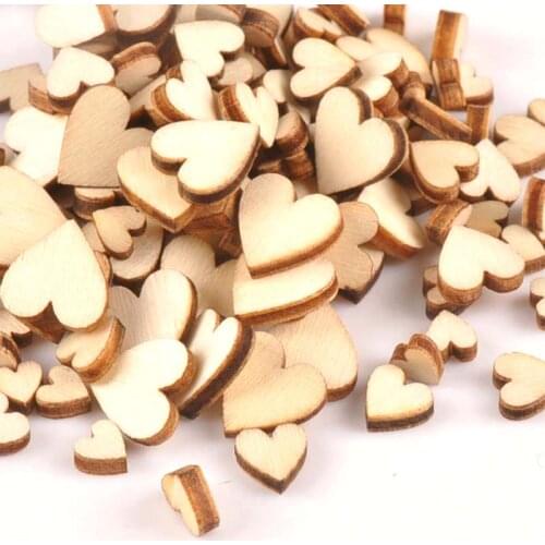 100Pcs Mixed Natural Mini Heart Wood Slices DIY Arts Scrapbooking Craft Home Decor Unfinished Wooden Ornaments 6-12mm m1686