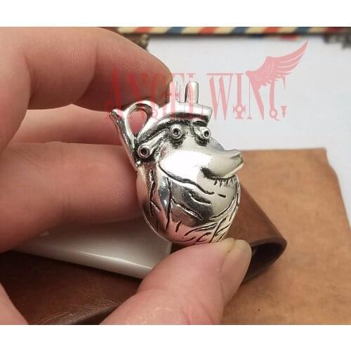 2pcs/lot--37x29x14mm, Antique silver plated 3D heart organ charms,DIY supplies, Jewelry accessories