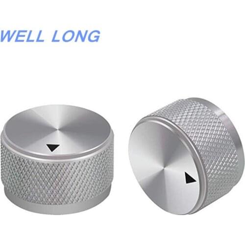 4pcs Silver Aluminum Alloy Potentiometer Control Knob Volume Audio Electric Guitar Bass Screw Type 25 x 15.5mm (dh) KNOB-03-25SR