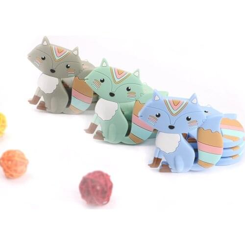 Kovict 5/10pcs Silicone Baby Teether Fox Rodent Teething Toys Chewable Animal Shape Nursing Gift