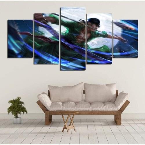 5 Piece Wall Art Canvas Anime Manga Posters Pirate King Figure Pictures And Prints Modern Bedroom The Wall Decoration Paintings