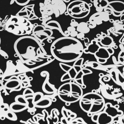 50pcs/lot Mix Designs Stainless Steel Animal DIY Pendant Charms Connector Wholesale Factory Price Finding Supplies Never Fade