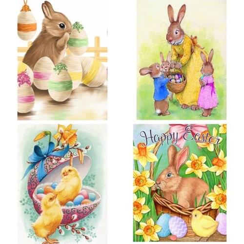 New 5D Diamond Painting Rabbit Egg Full Drill Diamond Embroidery Mosaic Cross Stitch Arts DIY Craft Bunny Easter Gift