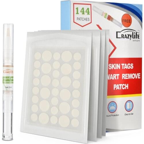 144pcs Skin Tags Moles Remover Patches Gift Wart Treatment Liquid Pen Remover Freckle Wart Tag Fast Healing Non-Drying Skin Care