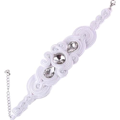 KpacoTa Soutache crystal bracelet Fashion Jewelry for women 2020 Handmade weave ethnic boho bracelets charm gift white bangle