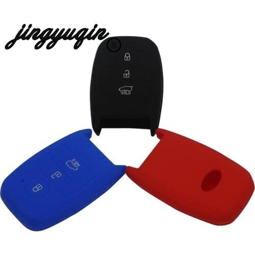 Jingyuqin Silicone Car Key Case Cover FOB For Kia Rio Sorento Cerato K3 Forte Rio5 Optima Smart Remote 3 Buttons Car-styling