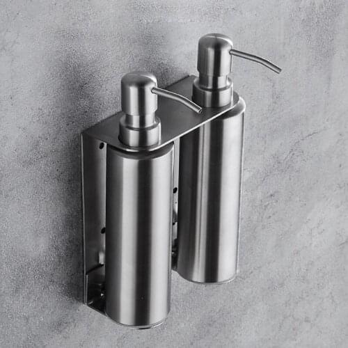 Liquid Soap Dispenser Hand Kitchen Sink Soap Container 304 Stainless Steel Brushed Wall Mounted Bottle Bathroom Shampoo Holder