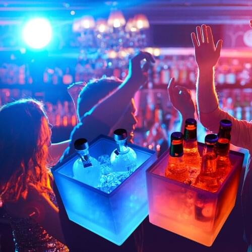 Drop Shipping 3.5L Waterproof LED Double Layer Square Ice Buckets Bars Nightclubs Light Up Champagne Beer whiskey Bucket