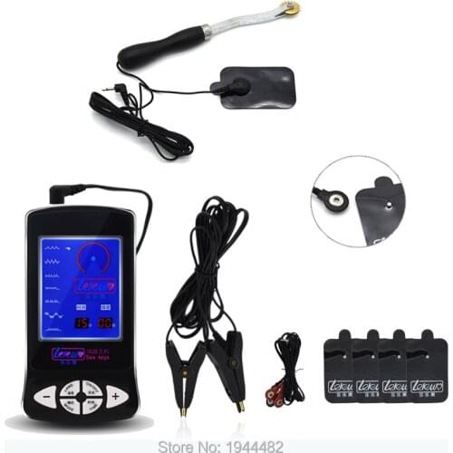 Electro Shock Kit Electro Sex Toys For Men Pads Electrodes Placement Conductive Nipple Clamp Gear Wheel Electro Stimulation TENS