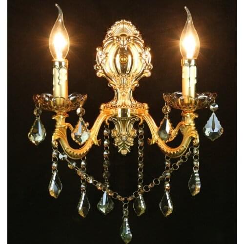 European style LED E14 candle crystal wall lamp restaurant cafe bar bedside hotel bedroom aisle decoration lights