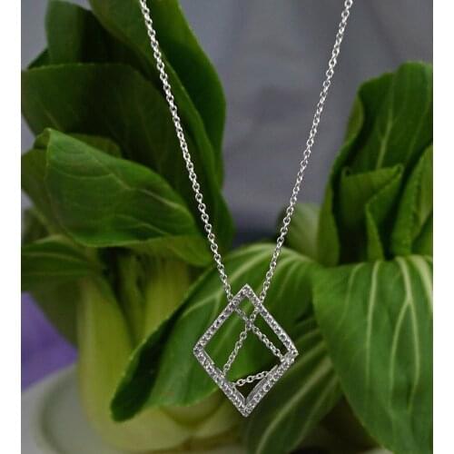 Guarantee Plain 925 Sterling Silver, Cubic Necklace, 3 g, NE31284