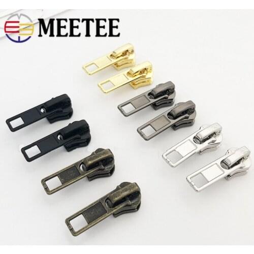 Meetee 10pcs 5# Zipper Sliders for Resin Zips Jacket Repair Zipper Puller Head DIY Garment Sewing Bags Zips Pull Lock Accessory