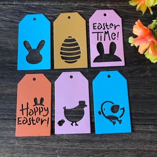 Miss Vintage 6pcs Easter Bunny Egg Alphabet Label Tag Metal Cutting Dies Cut Die Mold Scrapbook Paper Craft Mould Stencils Die