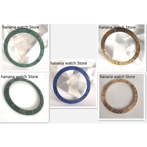 New Fashion Luxury 38mm Gold ceramic watch bezel Gold marks insert fit for 40mm SUB Automatic Movement mens wrist watch bezel54