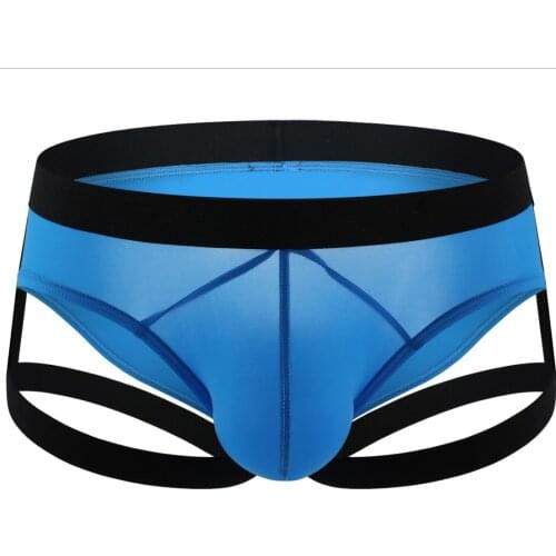 Men Sexy Briefs Ice Silk Breathable Elastic Low Waist Panties Moisture Wicking Underwear U Convex Pouch Underpants Apparel