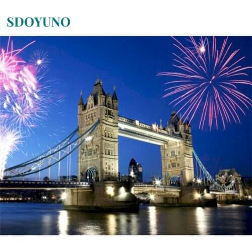 SDOYUNO 40x50cm Oil Paint By Numbers Bridge Frameless DIY Painting By Numbers Kits Landscape Digital Hand Painting On Canvas