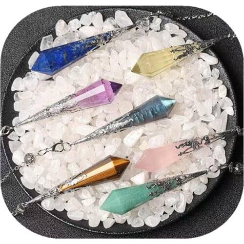 New arrivals spiritual crystal craft jewelry natural quartz blue flash labradorite crystal pendulums for Healing Reiki