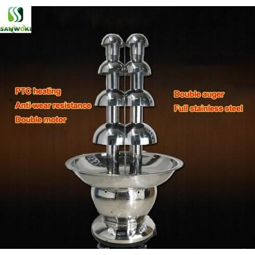 Stainless Steel Dual-head chocolate fountain wedding party melting machine 4 tiers double towers chocolate fondue machine