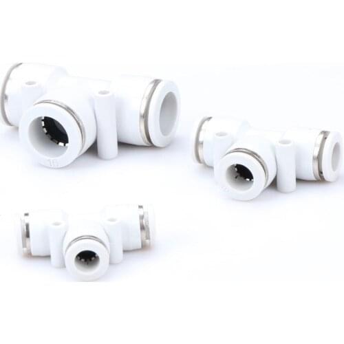 Pneumatic high end white PE gas pipe connector quick connector pneumatic fittings t-tee 8m cylinder fittings