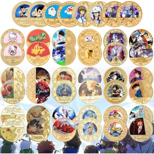 Full Set Japan/US Anime Cartoon Gold Plated Commemorative Coin Collectibles Ortiginal Challenge Coin Souvenir Gift for Kids