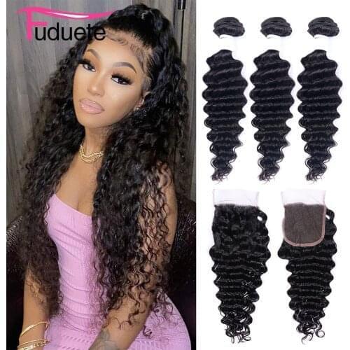 Deep Wave Bundles With Closure Peruvian Hair 4x4 5x5 6x6 Closure And Bundles Natural Hair Extensions Human Hair Remy Fuduete