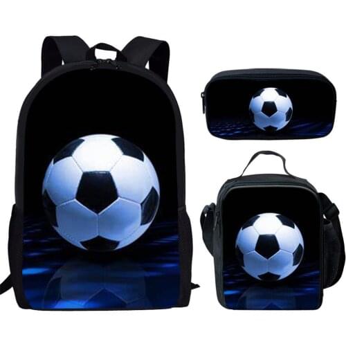 Football Printing Custom pattern Primary Schoolbag Children Shoulder Bookbag Boys Satchel 3pcs/set School Backpacks for Kids Bag