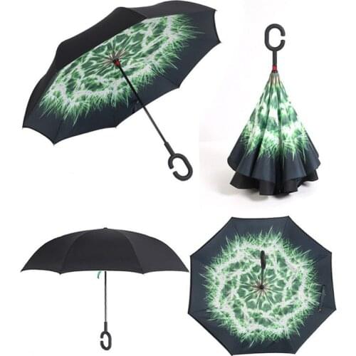 High Quality Double Layer Windproof Inverted Umbrella C-Shape Handle Rain Sun Protection Reverse Womens Umbrellas 7 Colors