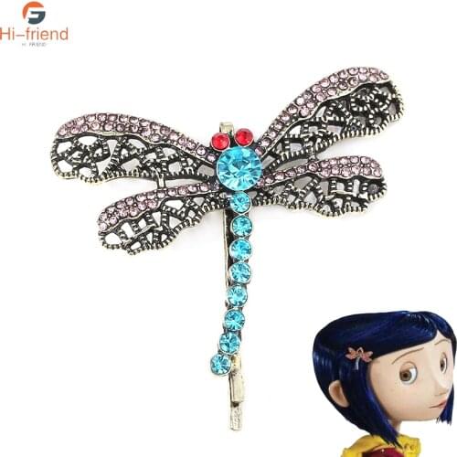 New Movie Coraline & the Secret Door Coraline Dragonfly Hair Clip Queen Bee Hairwear Hair Comb Brooch Pin Girls Women Jewelry