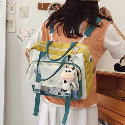 Female Small Backpack Women Cute Horizontal School Bags for Teenagers Summer Canvas Dual-use Travel Backpacks Mini Ruckpack 2021
