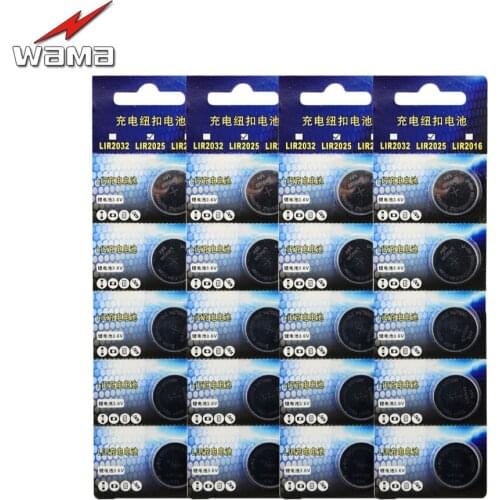 20pcs/4pack Wama New LIR2025 3.6V Li-ion Lithium Button Batteries Replace CR2025 BR2025 Cell Car Remote Coin Battery