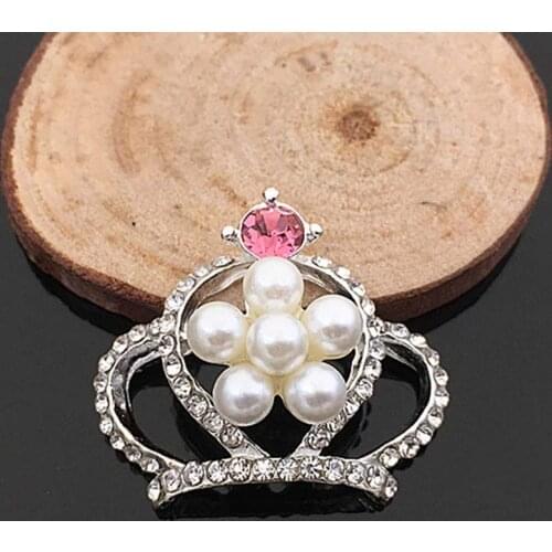 2018New 50Pcs Pearl Plum center Rhinestone Crown Buttons for DIY childrens hair or band accessories or wedding decoration HZ292