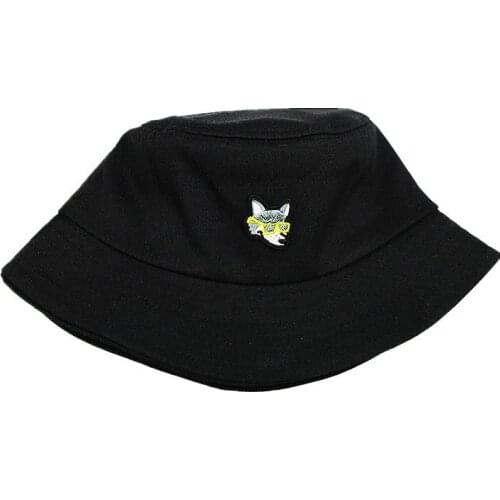 2021 Wolf Head Embroidery Cotton Bucket Hat Fisherman Hat Outdoor Travel Sun Cap Hats for Men and Women 212