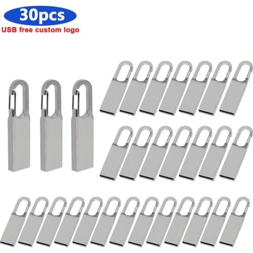 30pcs/lot Metal memoria usb flash drive 128GB 64GB 32GB waterproof pendrive flash usb 2.0 cle usb stick key For wedding