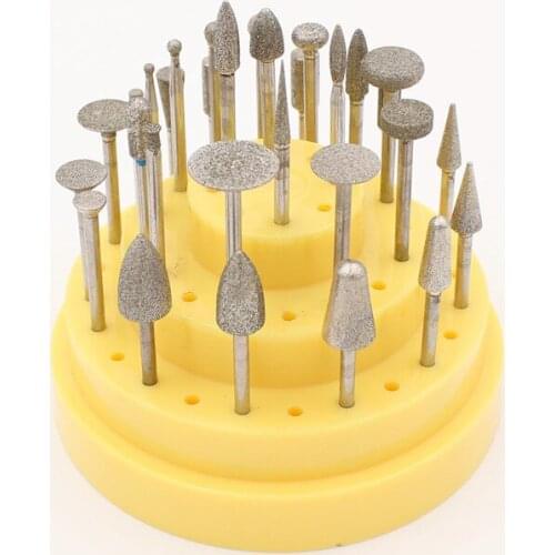 30pcs Dental Silicon Carbide Grinding Head Set Teeth PolishingMaterial Tools with Plastic Placement Box for Low-Speed Handpiece