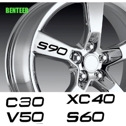 4Pcs Car Rim Sticker For Volvo S60 S7 S80 S40 XC90 V40 V50 V60 V70 S90 V90 XC60 XC40 XC70 AWD T6 C30 C70
