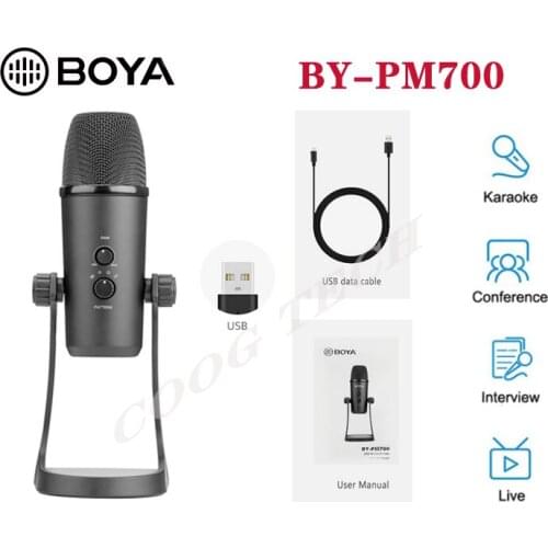 BOYA BY-PM700 USB Condenser Microphone with Flexible Polar Patterns for Windows and Mac Interview Conference Instrument Podcast