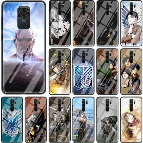 Phone Case for Xiaomi Redmi Note 9S 8 8T 9 K30 Pro K20 7 8A 9A 9C 9i Tempered Glass Funda Back Cover Cute Anime Attack On Titan