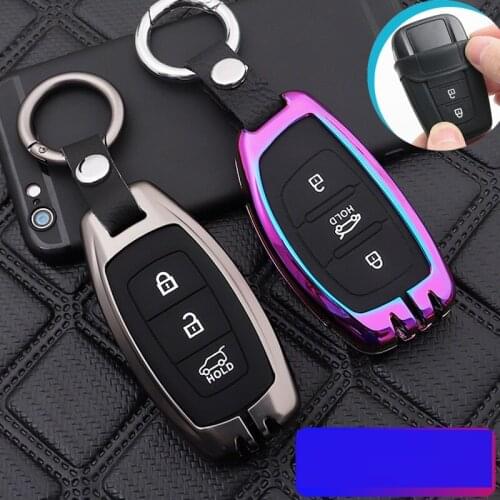 Zinc alloy+Silicone Car Key Case Cover For Hyundai i30 Ix35 KONA Encino Solaris Azera Grandeur Ig Accent Santa Fe 2017 2018 2019