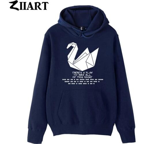 Girls Woman Hoodie Prison Break Dots A Plan Paper Crane Duck Swan Couple Clothes Autumn Winter Fleece ZIIART