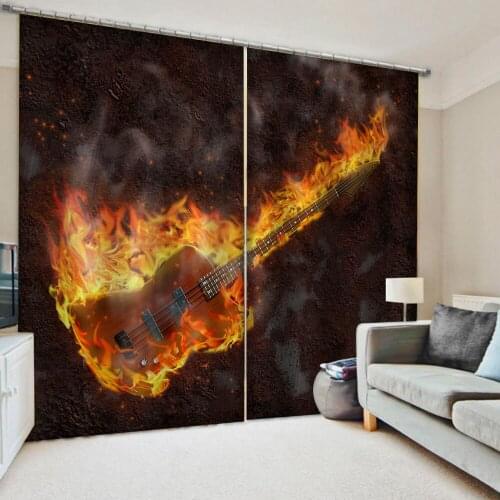 Photo fires Piano curtains 3D Blackout Curtains For Living room Bedding room Drapes Cotinas para sala Decoration curtains