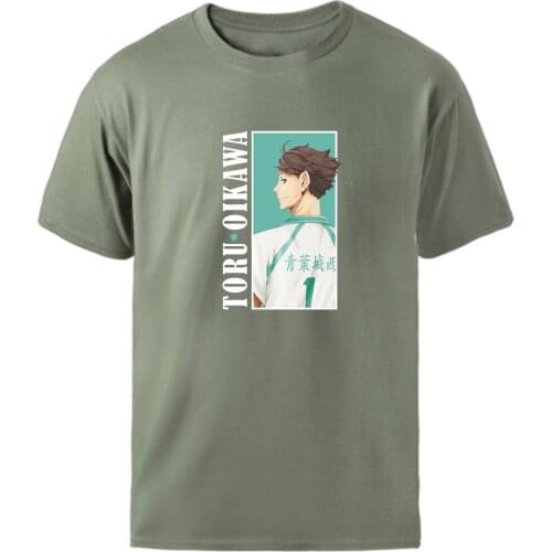 Haikyuu Oikawa T shirts Mens Causal Summer Short Sleeve Top Vintage Anime Cartoon Loose Black Tee Shirt 2021 Tees Kpop Tshirt