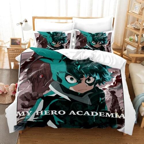 Custom My Hero Academy Bedding Set 2/3 Piece Cartoon Anime Microfiber Bed Linen Set Pillowcase Adult Bed Cover Home Textiles