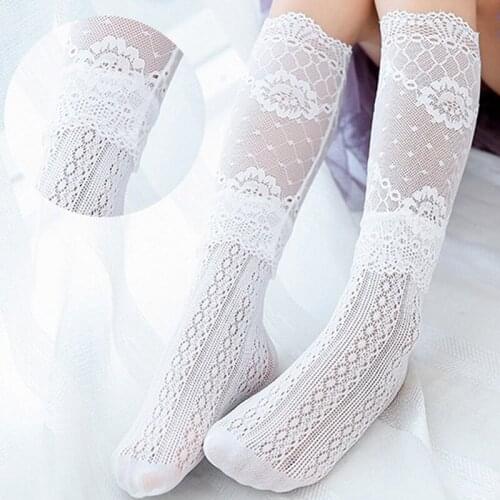 Hot Sale 3-12 years Gifts Kids Girls Spring Summer Sweet Princess Hollow Out Fishing Net Lace Stockings Girl Knee Socks