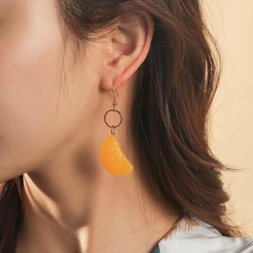 Fashion Female Cute Fruit Orange Tangerine Drop Earrings For Women Girls Resin Dangle Earring Party Jewelry Gifts